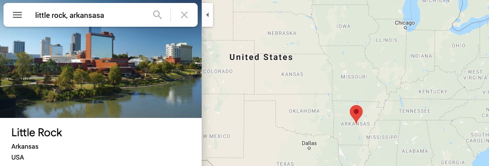 Map of Little Rock, Arkansas Area